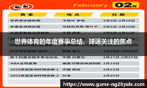 世界体育的年度赛事总结，球迷关注的焦点